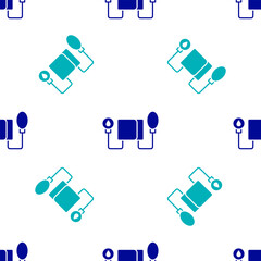 Sticker - Blue Blood pressure icon isolated seamless pattern on white background. Vector