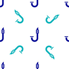 Canvas Print - Blue Snorkel icon isolated seamless pattern on white background. Diving underwater equipment. Vector