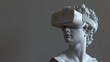 Classical sculpture of in VR headset, modern art