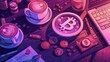 Cryptocurrency for Everyday Purchases: Everyday purchases like coffee or groceries being made with cryptocurrencies, illustrating their growing acceptance.