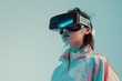  Woman wearing VR goggles