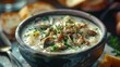 Luxurious Creamy Clam Chowder from New England, Overflowing with Seafood Goodness