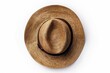 On a white background, a top view panama hat is isolated