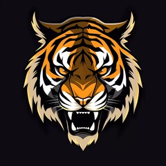 Wall Mural - Tiger head mascot vector with logo illustration. generative ai