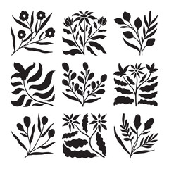 Wall Mural - Set of plant silhouette vector 