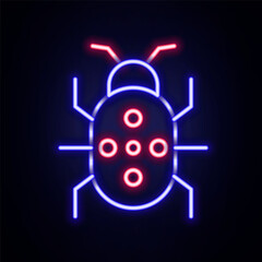 Wall Mural - Glowing neon line Colorado beetle icon isolated on brick wall background. Colorful outline concept. Vector