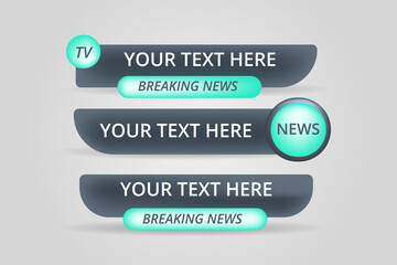 Wall Mural - Set of bundle lower third vector design banner with shape strip color. Modern broadcast news lower for TV Bars, Breaking, Sport, Video Channel, Interface Sign, Screen, Show.