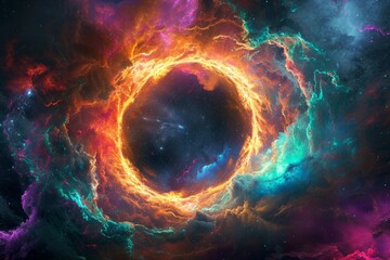 Canvas Print - Fantasy magical colorful space portal to another dimension