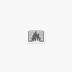 Sticker - Fiery flaming book logo sticker isolated on gray background