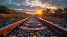 Capturing the Serenity of a Railway Line at Sunrise