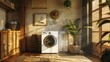 Minimalist laundry room design with efficient modern appliances