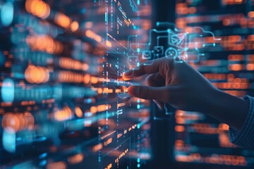 Businessman using technology AI help gener