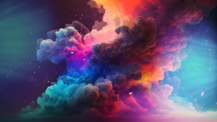 Wall Mural - Amazing colorful cloud with dark background video animation,  seamless looping video animated background