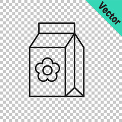 Poster - Black line Pack full of seeds of a specific plant icon isolated on transparent background. Vector