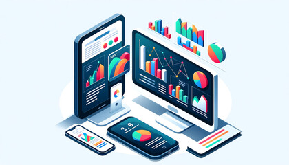 business and analytics graphs tech devices