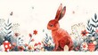 Ethnic Folk Fluffy Bunny: Simple Graphic for a Happy Spring Invitation