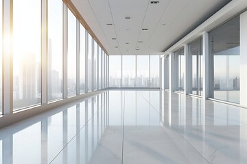 Canvas Print - Empty office with large windows