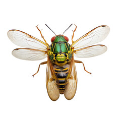 Summer Symphony: Close-Up of Adult Cicada isolated on transparent background PNG file