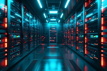 Canvas Print - Row of servers in a data center