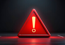 Realistic Red Caution Warning Sign For Attention Exclamation Mark Traffic Sign By 3d Render Illustration. Generative AI	