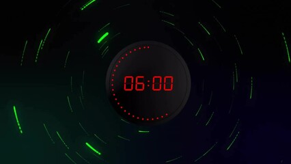 Poster - Animation of red digital timer changing with red dots on black background