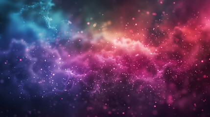 Wall Mural - Glowing pink and blue particles form an abstract background.