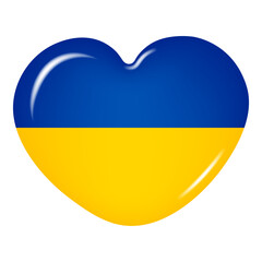 Wall Mural - 3D heart-shaped icon of the Ukrainian flag isolated on a transparent background. Country flag button. Vector illustration