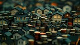 Fototapeta Paryż - lots of houses with a lot of coin stack ideas for appropriate. Generative Ai