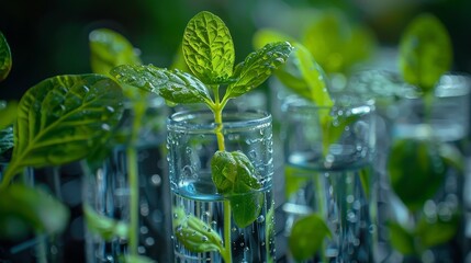 Poster - The sprout and tube of a green plant. Concept in biotechnology