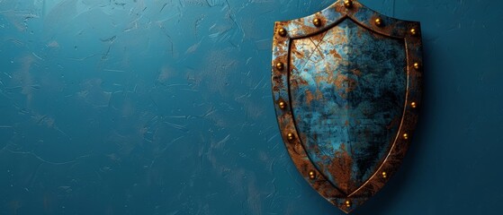 Leinwandbilder - Abstract 3D shield isolated on blue. Security concept for data, business, systems, web and insurance. Antivirus screen, insurance guarantee, firewall symbol on network.