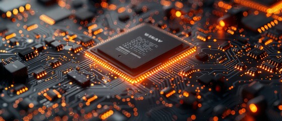 Leinwandbilder - The CPU of a phone. Microchips and SMD components on the circuit board or motherboard. Parts of a smartphone to repair. Development of a microcontroller for electronic devices. 3D rendering of