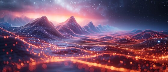 Aufkleber - A digital mountain route. Achieving business goals, striving for career advancement and achievement, creating a strategy to reach aims, and defining success.