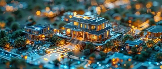 Fototapete - Programing for smart houses. Engineering building construction, communication, and electricity. Designs in software for smart houses. Artificial intelligence of IoT. Architectural 3D plans.