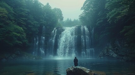 Sticker - a relaxing photo of a beautiful waterfall