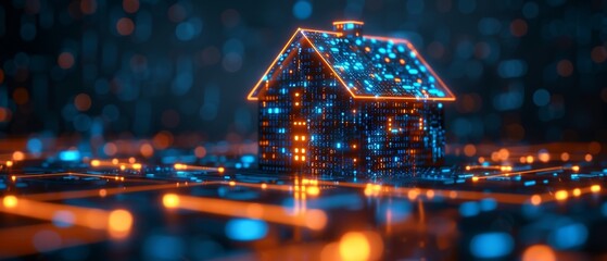 Aufkleber - An IoT and cloud computing concept banner for smart home technology. Digital control system of smart home. Digital control system for smart home. 3D illustration.