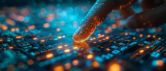Poster - In banking apps, fingerprint authentication allows payments. Internet service that identifies a person with biometric data. Scanners scan index fingers on hand users.