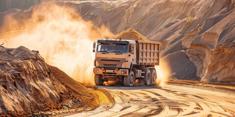 Wall Mural - Construction truck full of load 