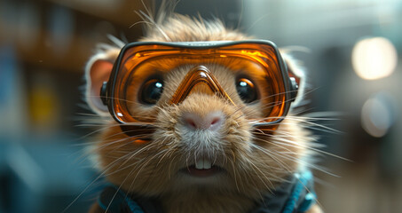 Wall Mural - Hamster wearing goggles