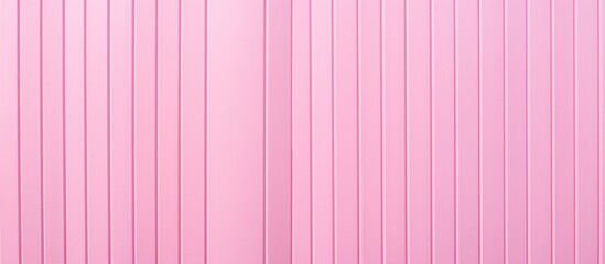 Wall Mural - A pink wall with evenly spaced vertical lines painted on it, creating a visually striking pattern. The lines run from top to bottom, adding a sense of texture and depth to the wall.