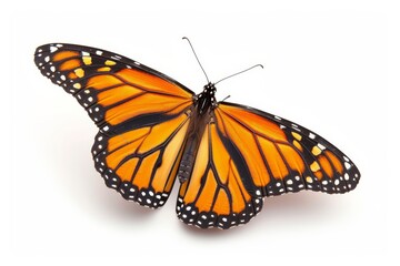 Aufkleber - White background with a beautiful monarch butterfly