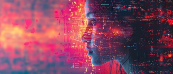 Fototapete - AI technology helps humans to solve problems by generating commands, allowing humans to let AI do the work.