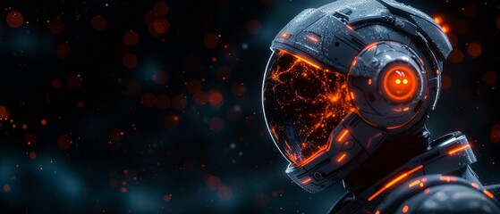 Poster - An AI trader robot running on chart of growth stock market data. A woman robot trader assistant on the forex market. Automated trading system. AI technology that analyzes investment fund data.
