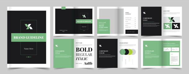 Brand Guidelines Template, Brand Identity Presentation Layout, Logo Guideline template, Brand Guidelines, A4 Guidelines