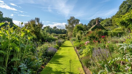 Wall Mural - a beautiful garden full of color, fruit, vegetables, butterflies, birds and an abundance of biodiversity