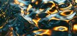 an image of burnt objects on a black background, in the style of futuristic chromatic waves, sparkling water reflections, dark turquoise and light orange
