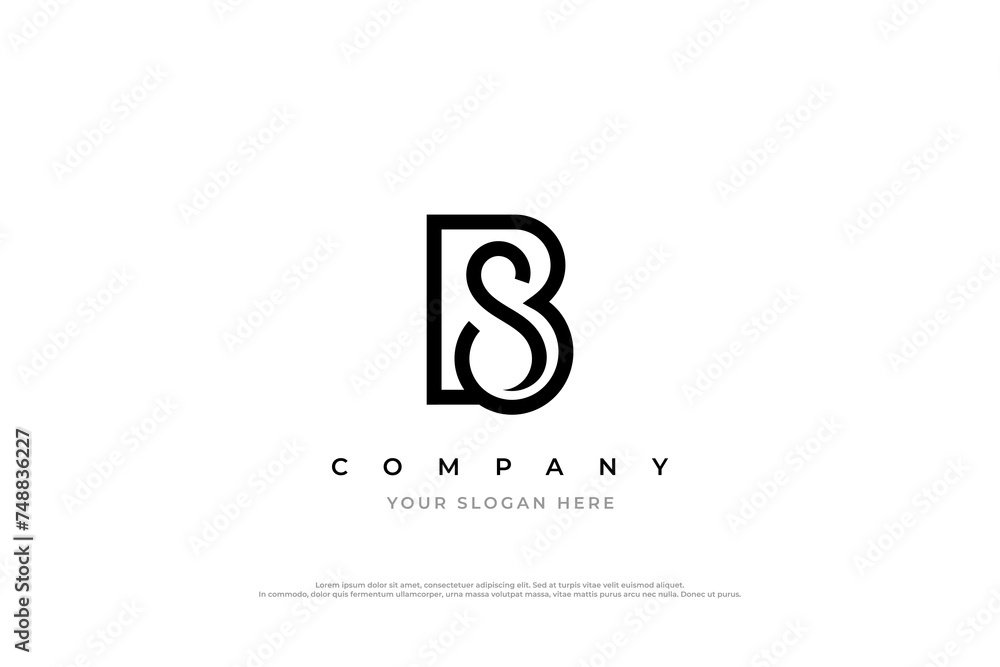 Initial Letter SB or BS Logo Design Stock Vector | Adobe Stock