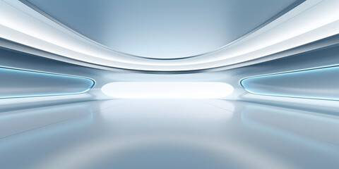 Wall Mural - empty space inside futuristic room, showroom, spaceship, hall or studio in perspective. include ceil