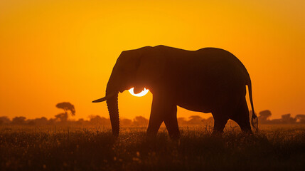 Wall Mural - African elephant in silhouette, Botswana