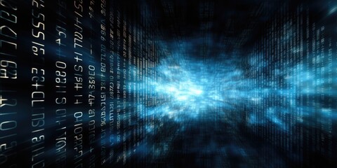 Wall Mural - digital data stream with bright light in center. abstract technology concept background