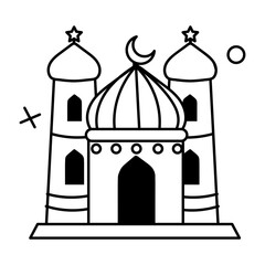 Sticker - Customizable glyph sticker of a mosque 